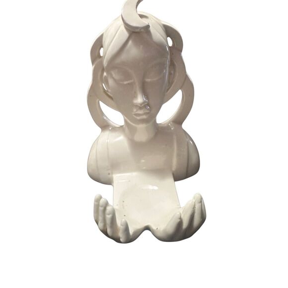 Fitz & Floyd Vintage Art Deco Woman Moon Candle holder Hands Spiritual Ceramic G - Picture 11 of 11
